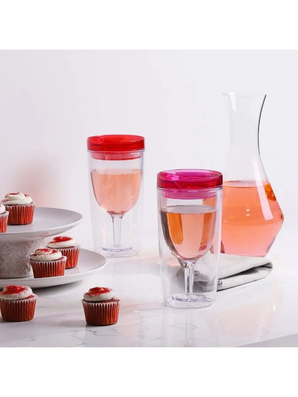 Insulated Wine Tumblers with Drink-Through Lid - 10 oz, Set of 8, Perfect for